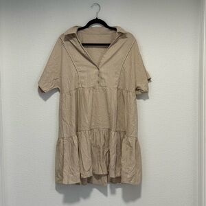 Elegant Tan Women's Linen Dress